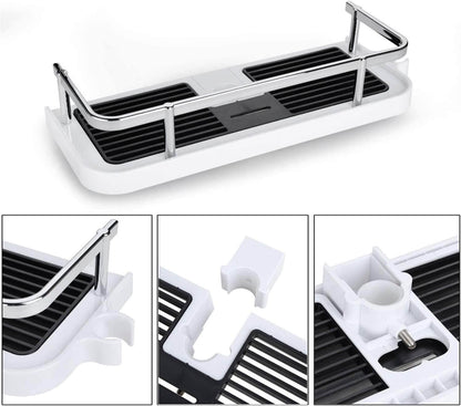 Verstelbare douche organizer voor douchestang zonder boren met haken en snelle waterafvoer