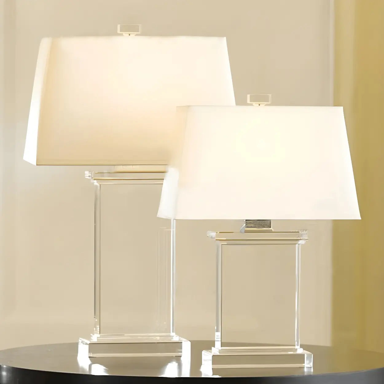 Tafellamp Kristal Rechthoekig Wit Met Stoffen Kap 22 Inch Modern Design