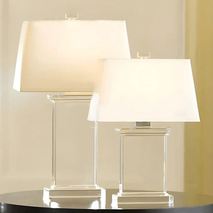 Tafellamp Kristal Rechthoekig Wit Met Stoffen Kap 22 Inch Modern Design