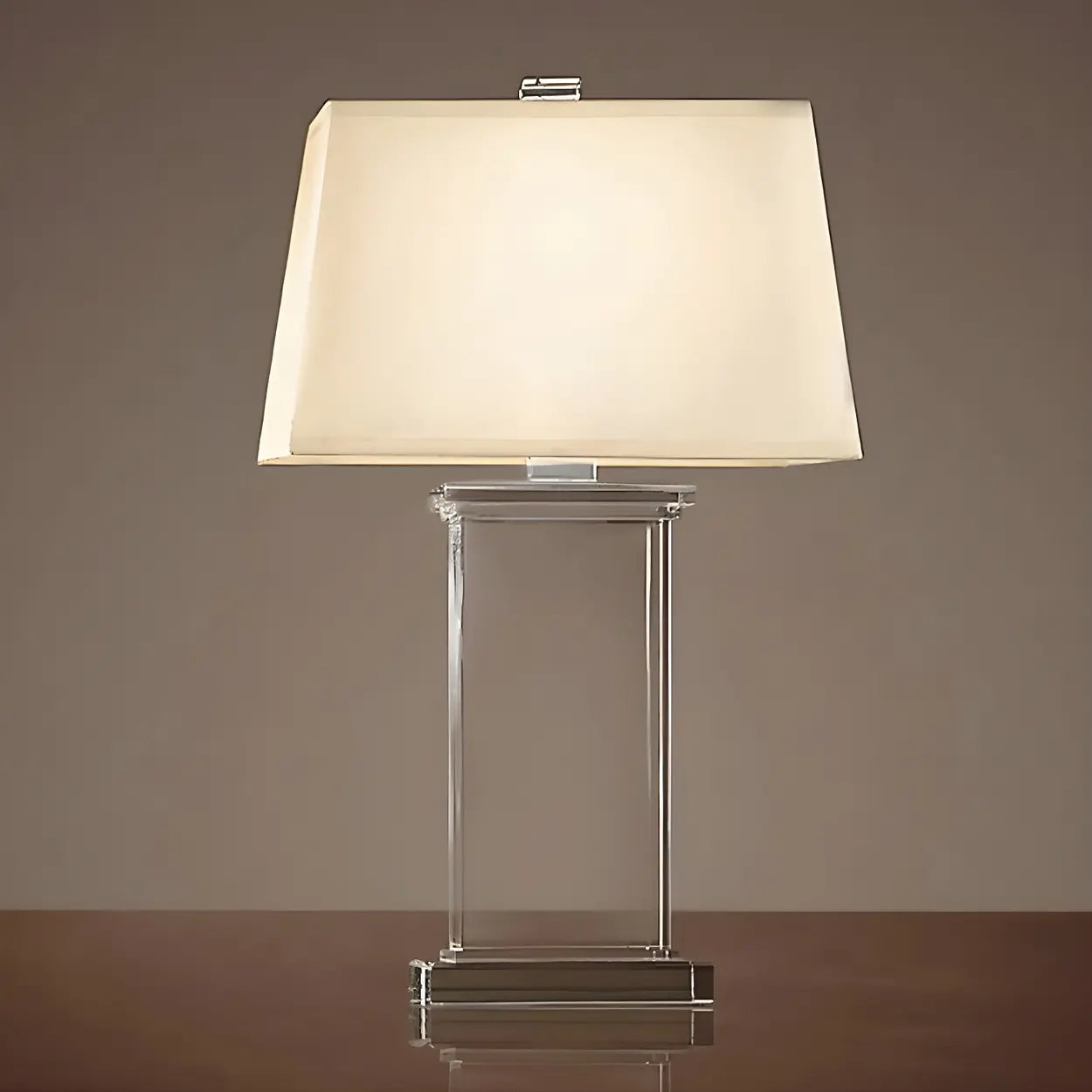 Tafellamp Kristal Rechthoekig Wit Met Stoffen Kap 22 Inch Modern Design