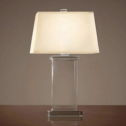 Tafellamp Kristal Rechthoekig Wit Met Stoffen Kap 22 Inch Modern Design