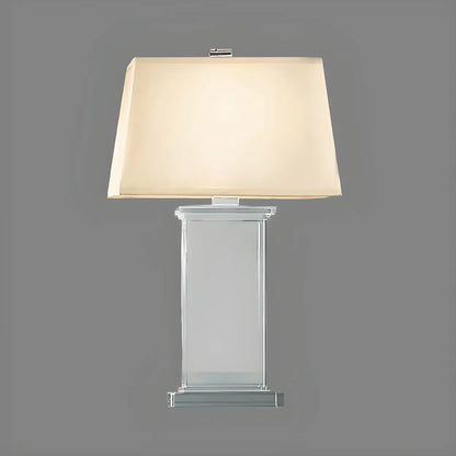 Tafellamp Kristal Rechthoekig Wit Met Stoffen Kap 22 Inch Modern Design