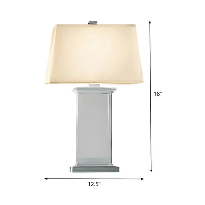 Tafellamp Kristal Rechthoekig Wit Met Stoffen Kap 22 Inch Modern Design
