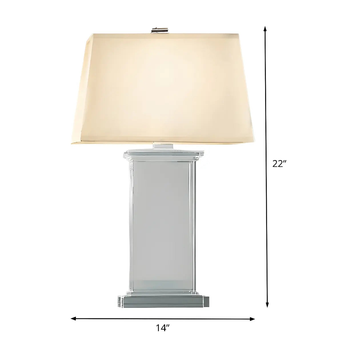 Tafellamp Kristal Rechthoekig Wit Met Stoffen Kap 22 Inch Modern Design