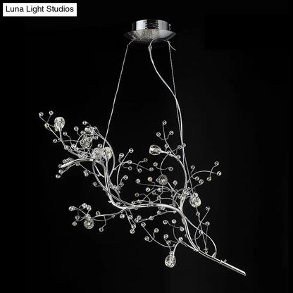 Metallic Kroonluchter met Kristallen Takken – 10 Lichtpunten – Romantische Hanglamp voor Woonkamer, Eetkamer en Slaapkamer