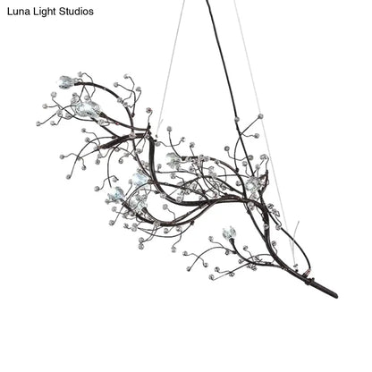 Metallic Kroonluchter met Kristallen Takken – 10 Lichtpunten – Romantische Hanglamp voor Woonkamer, Eetkamer en Slaapkamer