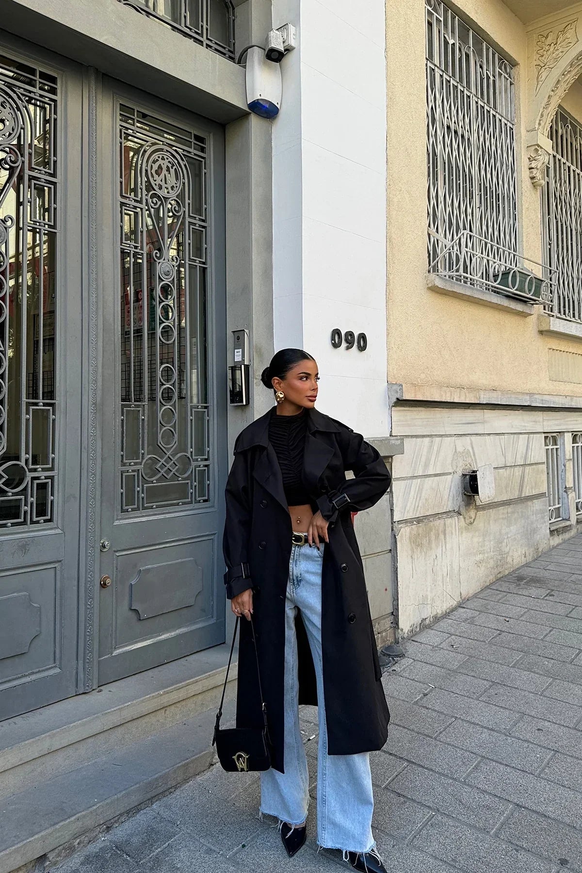 Dames Trenchcoat Zwart Klassieke Lange Jas - StudioMarella