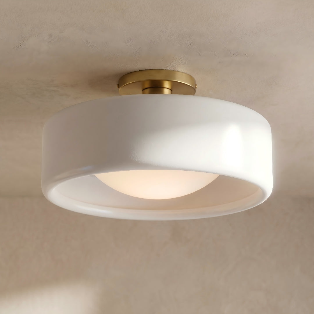 Porseleinen Plafondlamp met Strakke Montage – Moderne Lage Profiellamp Keramiek Opbouwverlichting