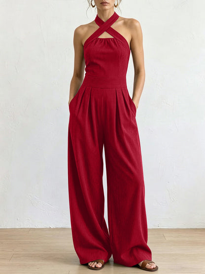 Dames Jumpsuit Elegante Pasvorm Gekruiste Halslijn