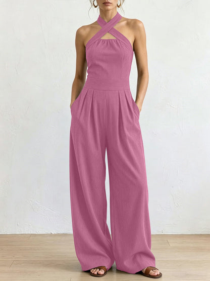 Dames Jumpsuit Elegante Pasvorm Gekruiste Halslijn