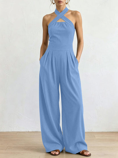 Dames Jumpsuit Elegante Pasvorm Gekruiste Halslijn