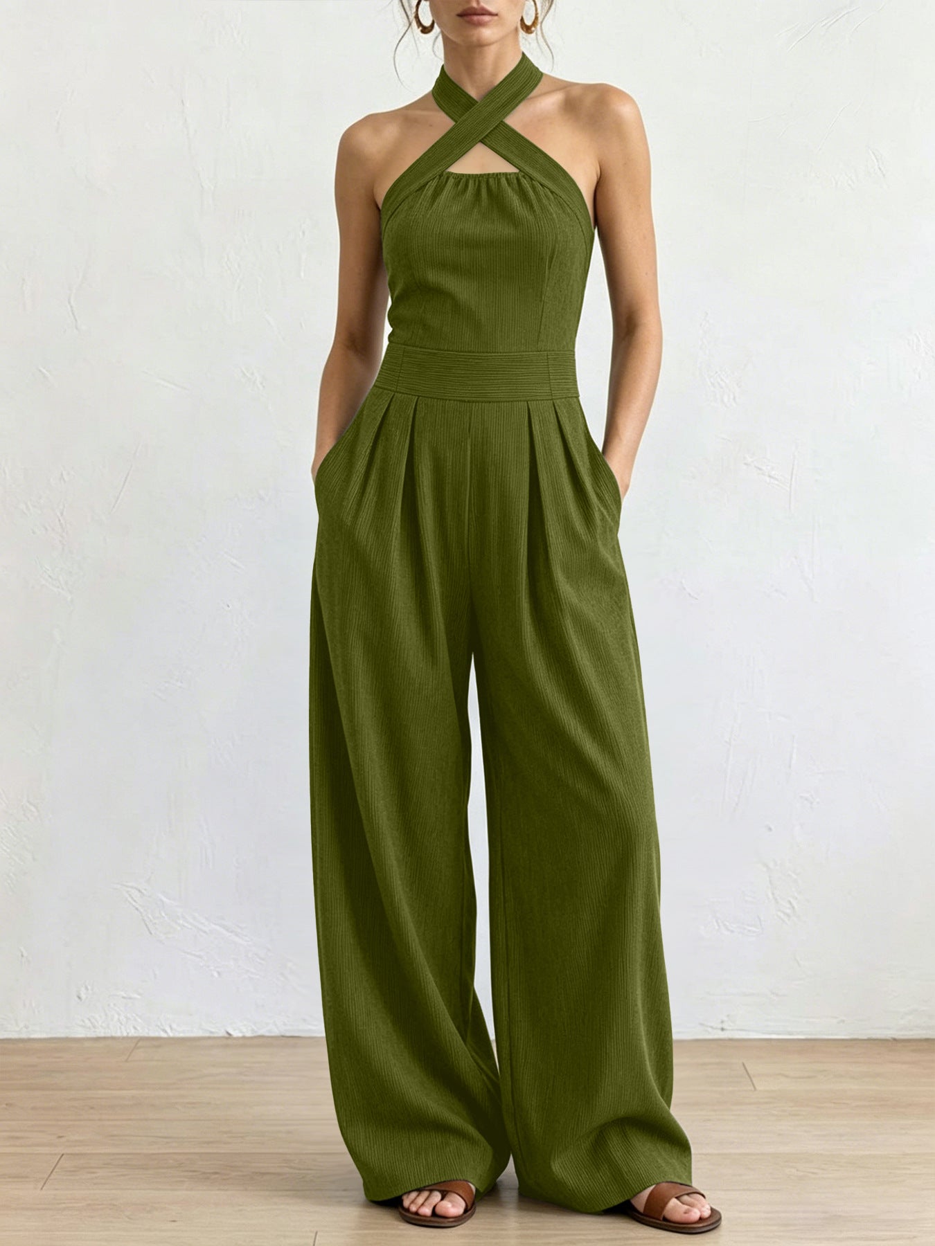 Dames Jumpsuit Elegante Pasvorm Gekruiste Halslijn