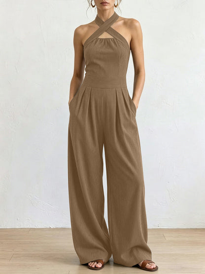 Dames Jumpsuit Elegante Pasvorm Gekruiste Halslijn