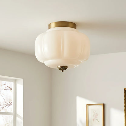 Vintage Semi-Plafondlamp Melkglas Pompoen Eloise E26 Retro Plafondverlichting Woonkamer