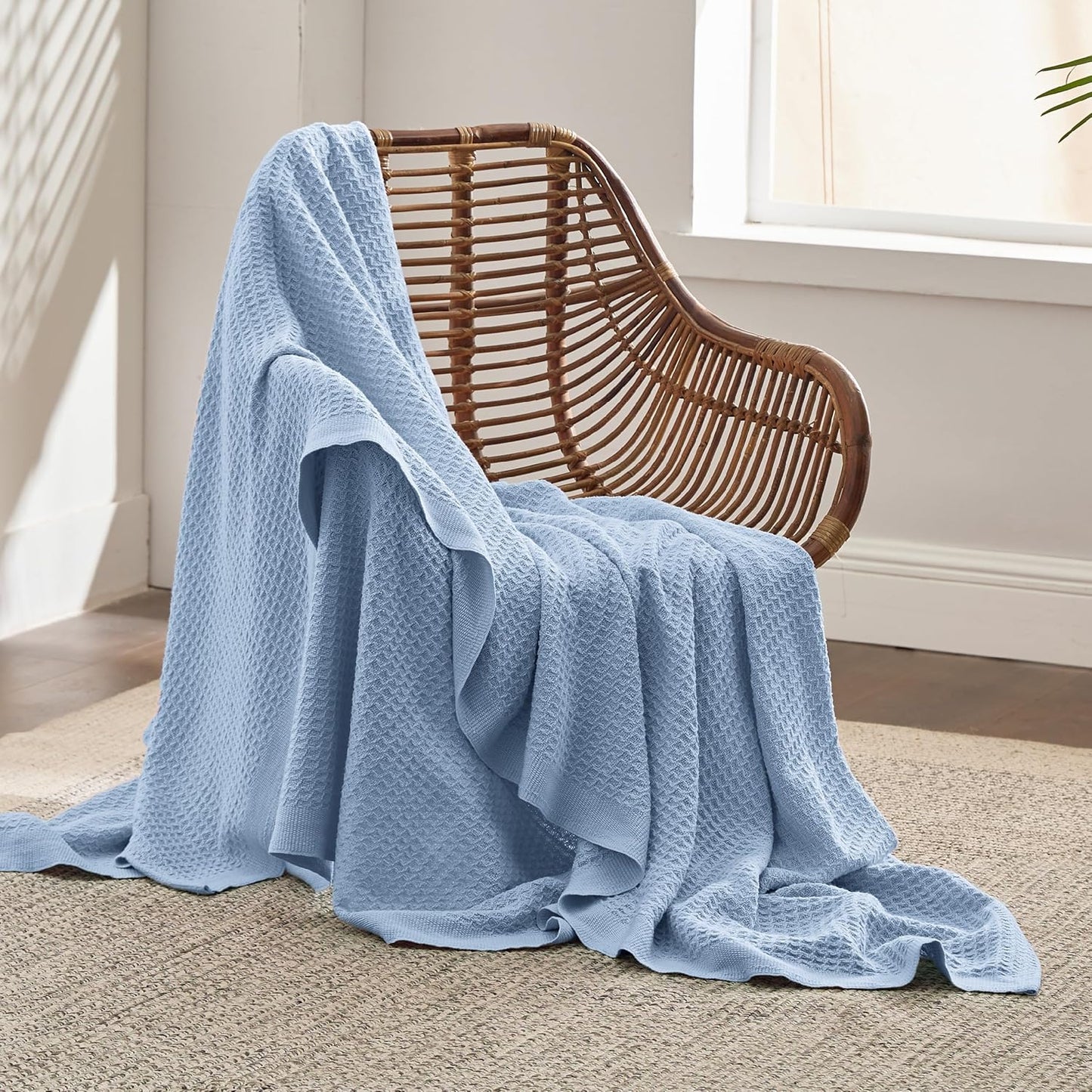 Lichtgewicht Katoenen Wafelplaid Tweepersoonsbed Zacht Ademend Deken Scandinavisch Design 90x90 cm Woonkamer