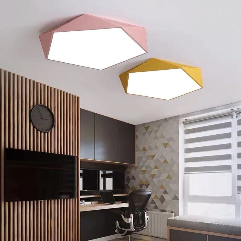 Moderne Geometrische LED-Plafondlamp – Scandinavisch Design in Meerdere Kleuren en Maten
