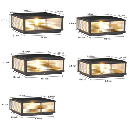 Vierkante Buiten Sokkel Lamp Met Geribbeld Glas En Aluminium Behuizing Voor Tuinpad En Oprit
