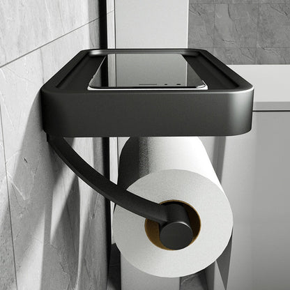 Wandrolhouder voor Toiletpapier met Plankje – Roestvrij Staal – Zwart, Wit & Grijs