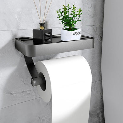 Wandrolhouder voor Toiletpapier met Plankje – Roestvrij Staal – Zwart, Wit & Grijs