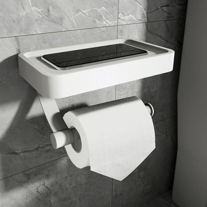 Wandrolhouder voor Toiletpapier met Plankje – Roestvrij Staal – Zwart, Wit & Grijs