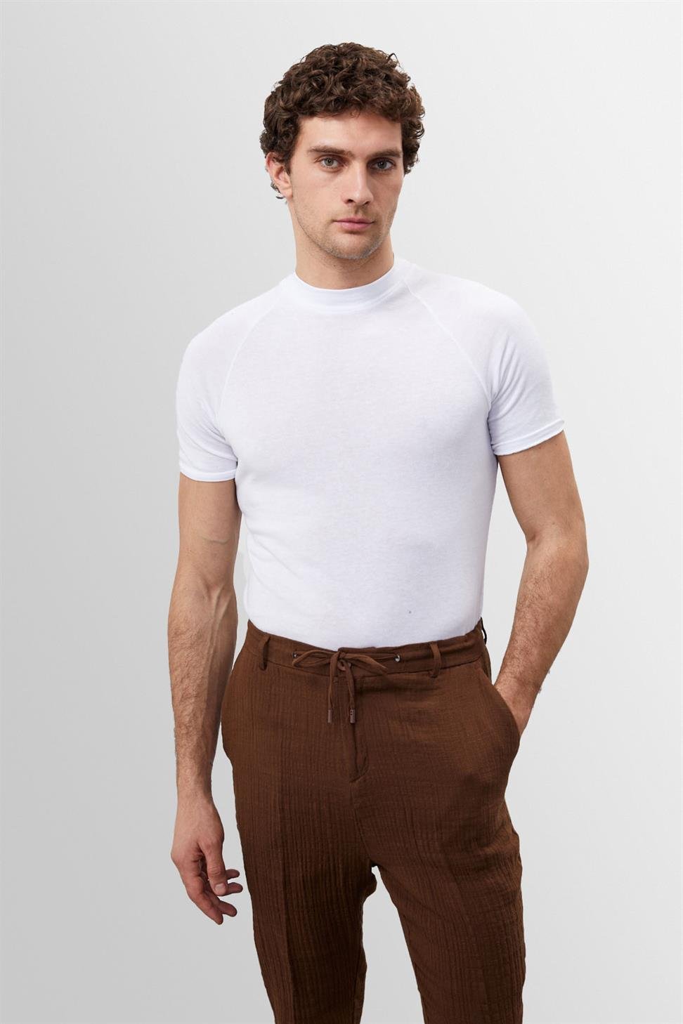 Witte Heren T-Shirt Slim Fit Klassiek Design