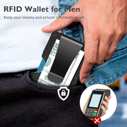 Compacte RFID-Blokkerende Portemonnee van Carbon met Geldclip – Slanke Beveiligingsportemonnee