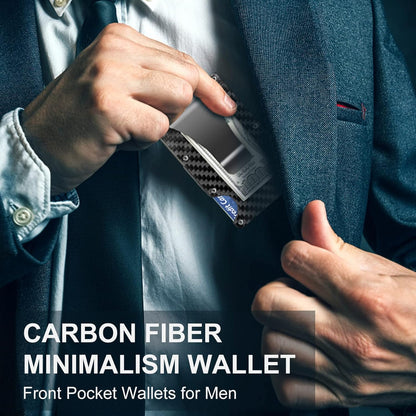 Compacte RFID-Blokkerende Portemonnee van Carbon met Geldclip – Slanke Beveiligingsportemonnee