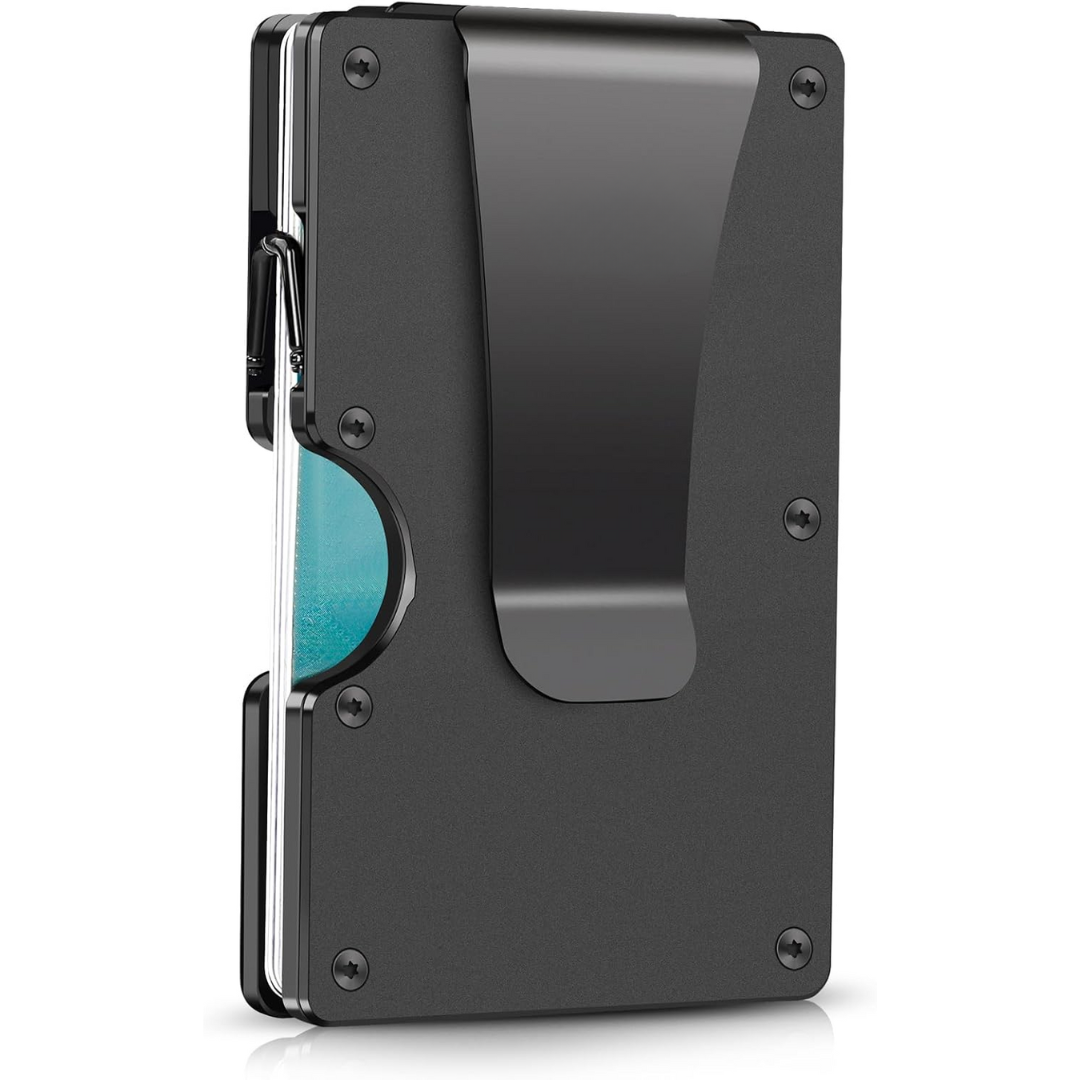 Compacte RFID-Blokkerende Portemonnee van Carbon met Geldclip – Slanke Beveiligingsportemonnee