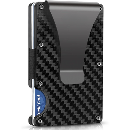 Compacte RFID-Blokkerende Portemonnee van Carbon met Geldclip – Slanke Beveiligingsportemonnee