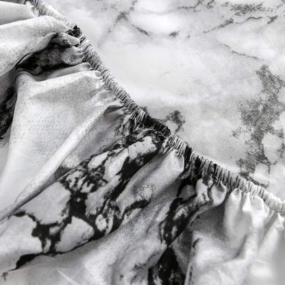 Microfiber Hoeslaken Set met Marmerprint Ademend Weefsel Dagelijks Comfort Diepe Pasvorm Rimpelvrij