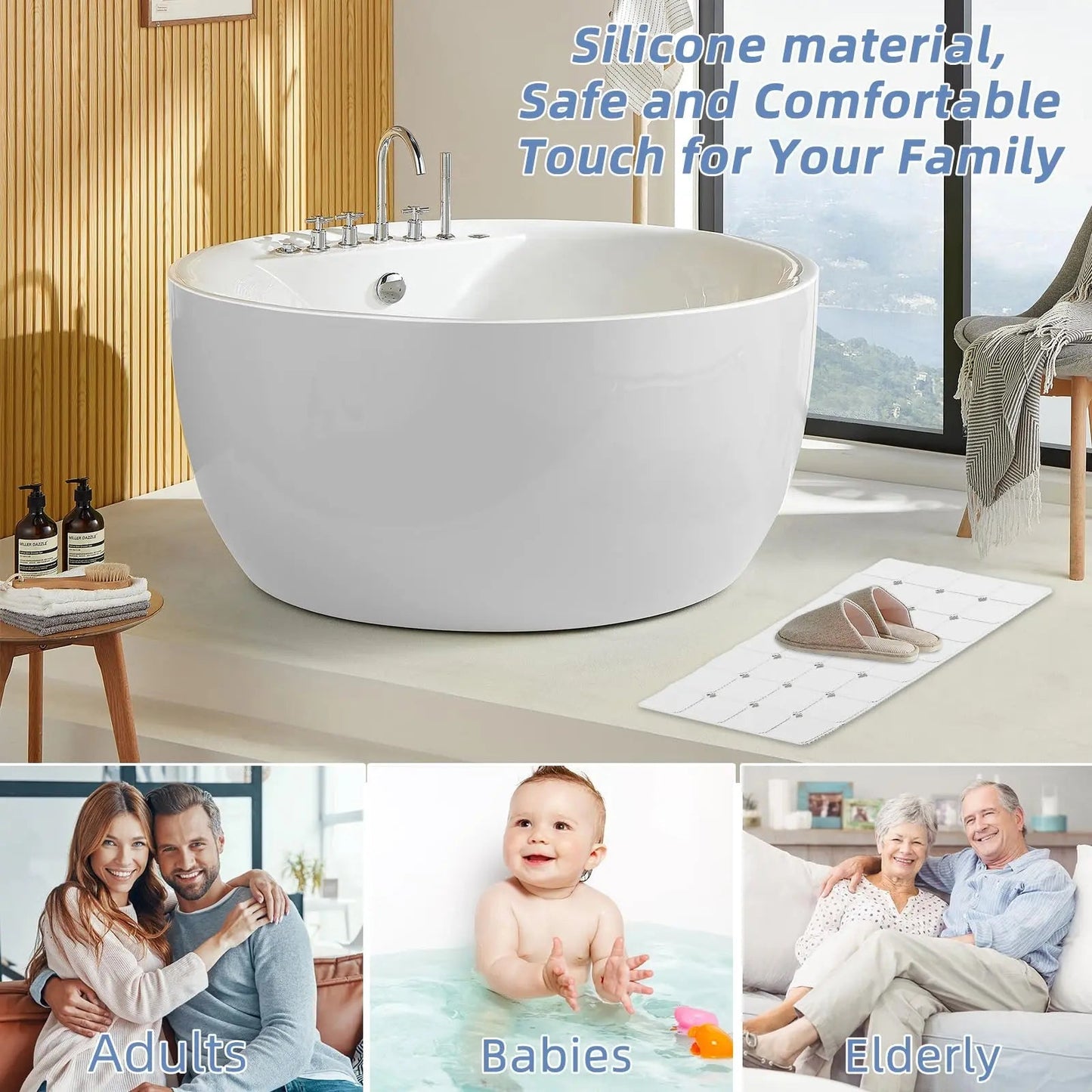 Opvouwbare Antislip Badmat met Zuignappen Siliconen Badkamermat Douche en Bad