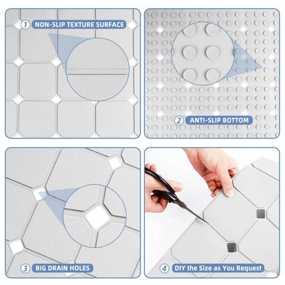 Opvouwbare Antislip Badmat met Zuignappen Siliconen Badkamermat Douche en Bad