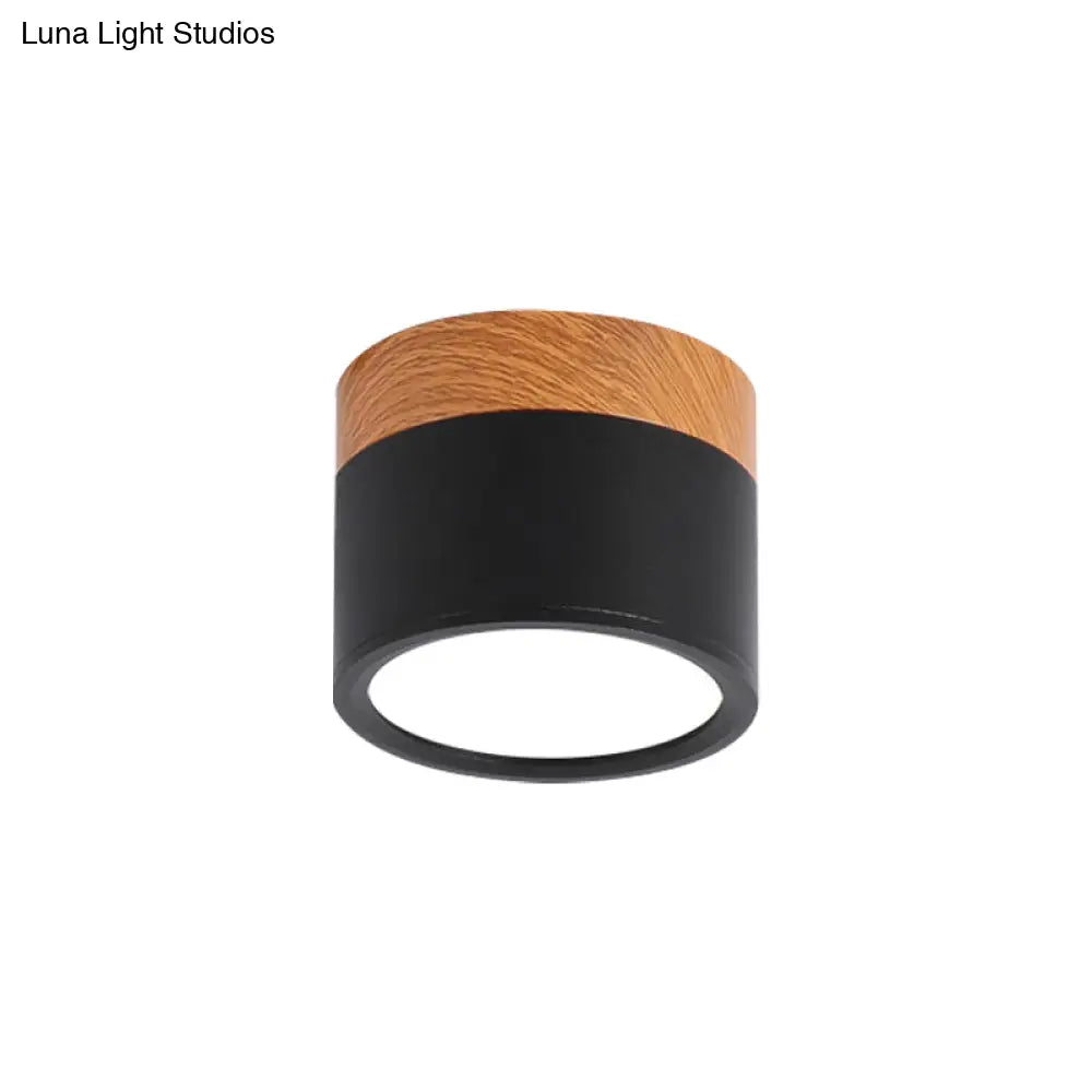 Macaron Plafondlamp Cilindrisch Metaal voor Keuken of Bar – Geel, Blauw, Zwart & Hout