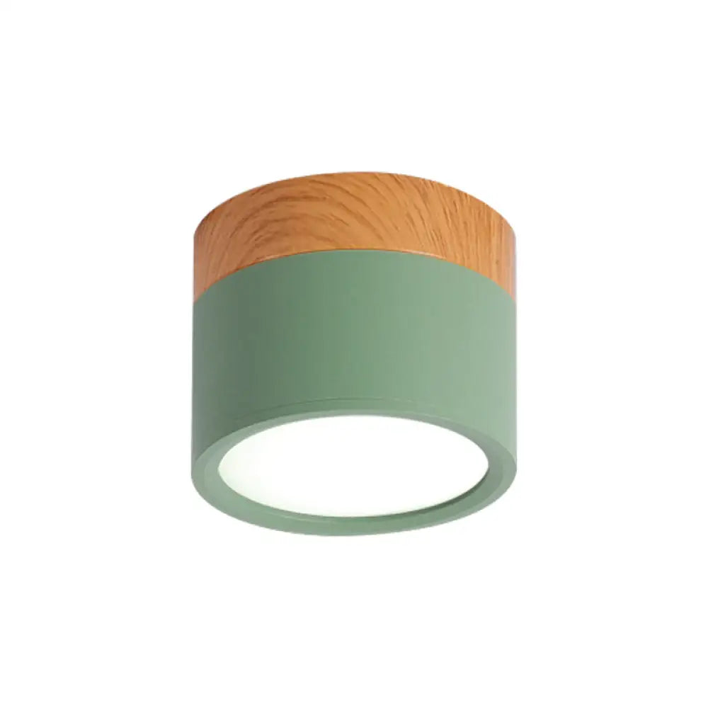 Macaron Plafondlamp Cilindrisch Metaal voor Keuken of Bar – Geel, Blauw, Zwart & Hout