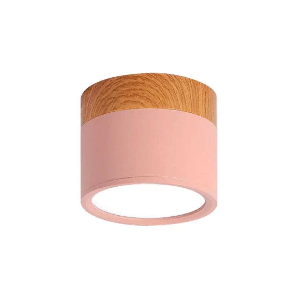 Macaron Plafondlamp Cilindrisch Metaal voor Keuken of Bar – Geel, Blauw, Zwart & Hout