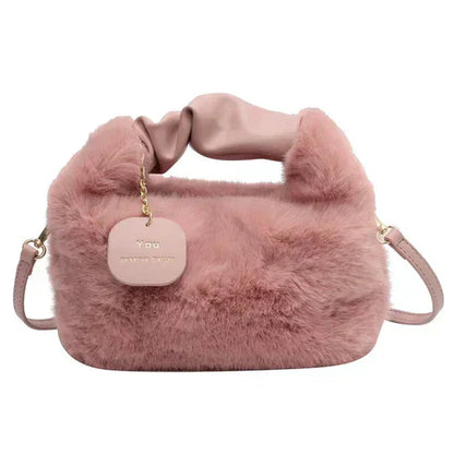 Dames Kunstbont Schoudertas Faux Fur Zwart