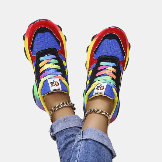 Dames Platformsneakers Multicolor met Orthopedische Zool Ademend Comfortabel Loopschoenen Vetersluiting