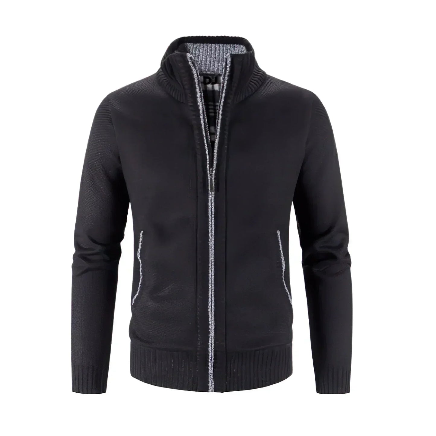 Heren Vest Grofgebreid Met Rits en Kap