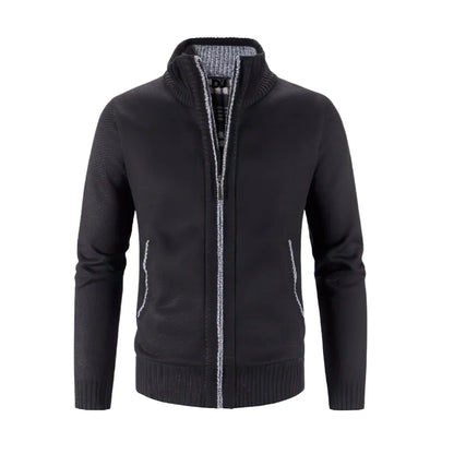 Heren Vest Grofgebreid Met Rits en Kap