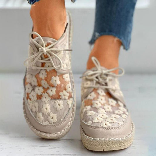 Damesschoenen met Bloemenpatroon Orthopedische Instapper Zomer Beige 36-40