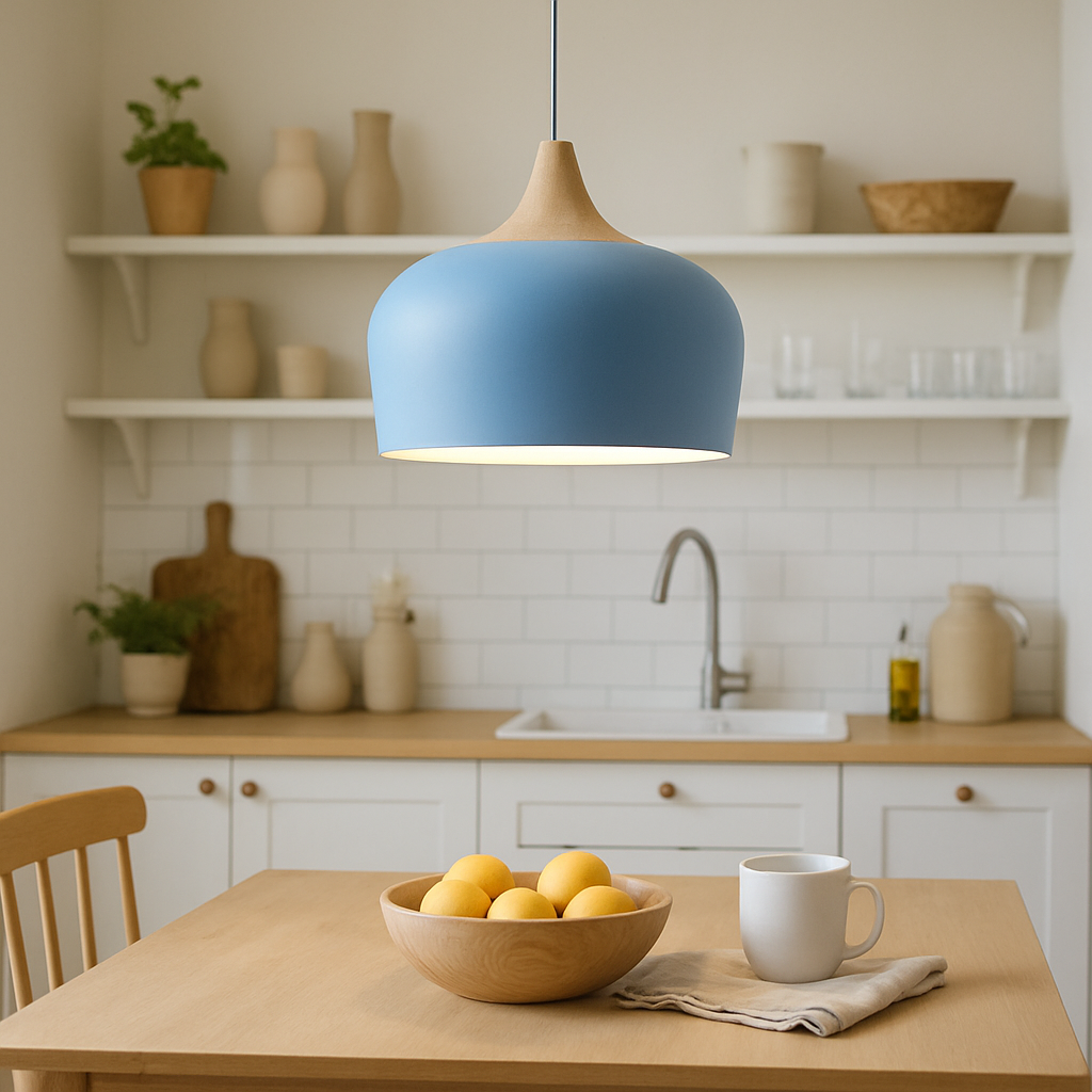 Hanglamp Pastel Aluminium Hout Retro Koepel Bol E27 Kinderkamer Woonkamer