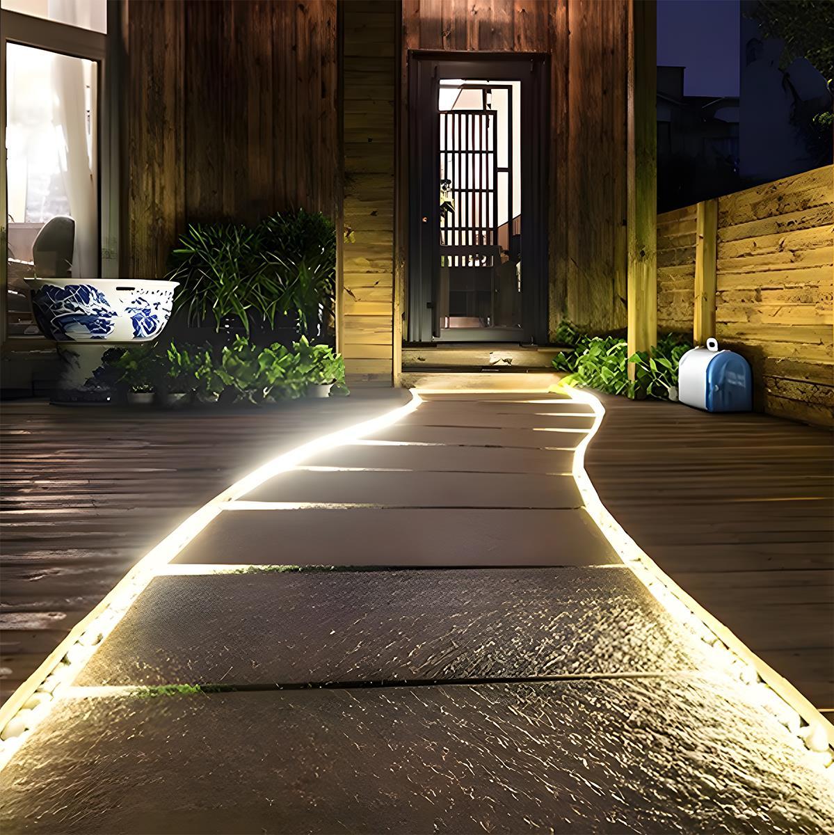 LED Strip Buiten Solar 5W Warmwit IP65 Tuin Trap Terras Inbouw Lichtstrip Flexibel 3000K Oprit Pad Sfeerverlichting Buiten