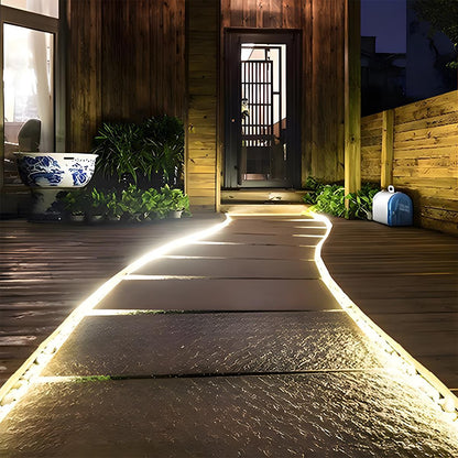 LED Strip Buiten Solar 5W Warmwit IP65 Tuin Trap Terras Inbouw Lichtstrip Flexibel 3000K Oprit Pad Sfeerverlichting Buiten