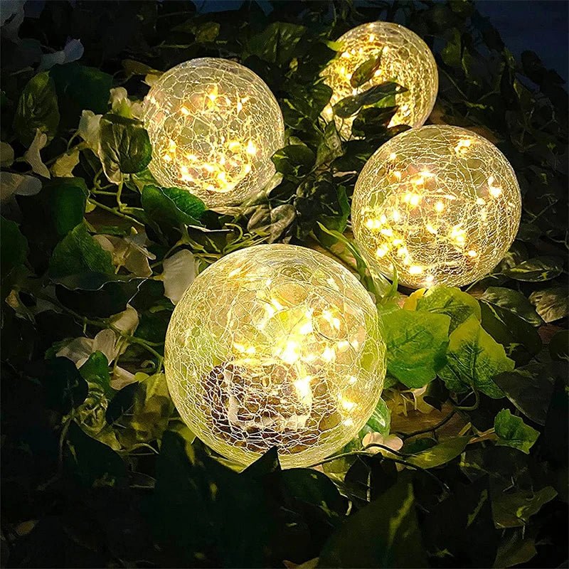Zonnebolverlichting met gebarsten glas effect voor tuin en terras energiezuinig en weerbestendig met automatische schemersensor