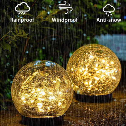 Solartuinlamp met Gekraakt Glas Effect en Warme LED-Verlichting voor Pad en Terras