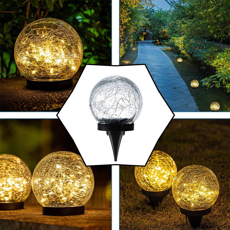 Solartuinlamp met Gekraakt Glas Effect en Warme LED-Verlichting voor Pad en Terras