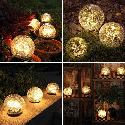 Solartuinlamp met Gekraakt Glas Effect en Warme LED-Verlichting voor Pad en Terras