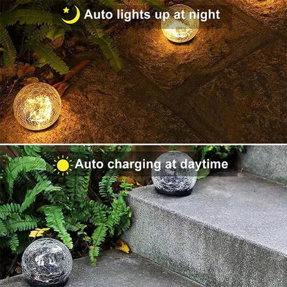 Zonnebolverlichting met gebarsten glas effect voor tuin en terras energiezuinig en weerbestendig met automatische schemersensor