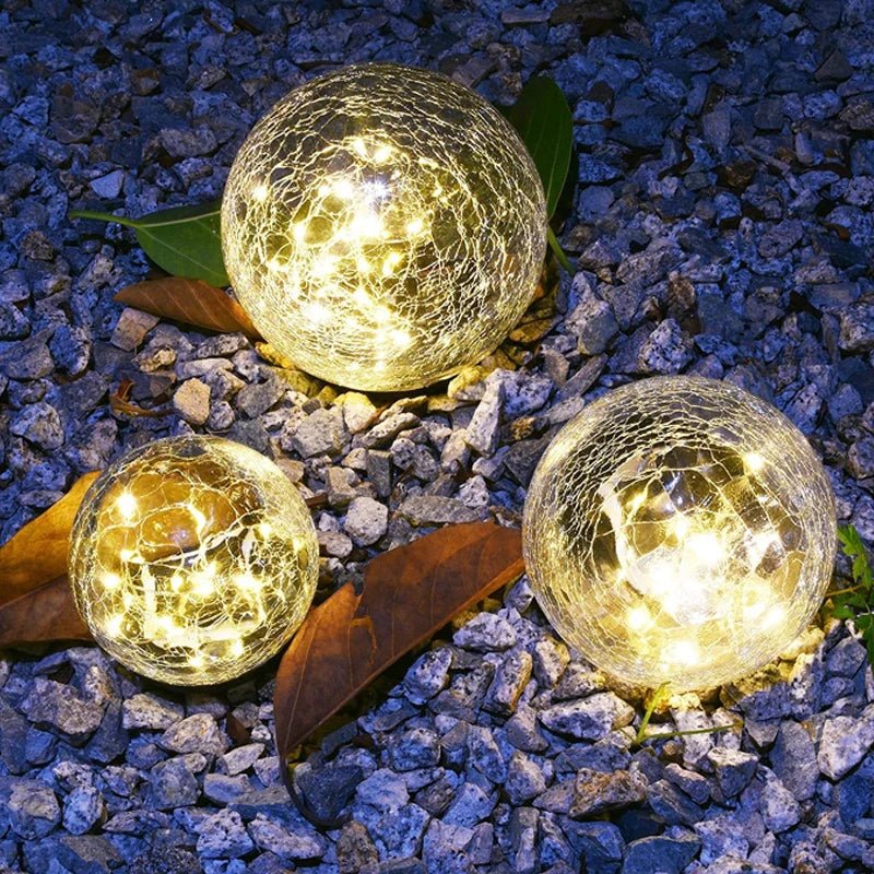 Solartuinlamp met Gekraakt Glas Effect en Warme LED-Verlichting voor Pad en Terras