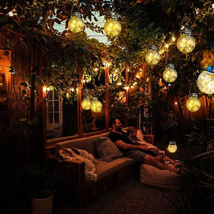 Zonne-energie Glazen Bol Lantaarn met Kraakglas Effect voor Tuin en Terras